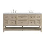 Breckenridge 72IN Double Vanity Whitewashed Oak w/ 3 CM Eternal Jasmine Pearl Silestone Top