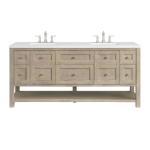 Breckenridge 72IN Double Vanity Whitewashed Oak w/ 3 CM White Zeus Silestone Top