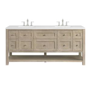 Breckenridge 72IN Double Vanity Whitewashed Oak w/ 3 CM White Zeus Silestone Top