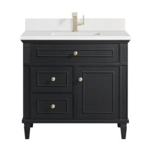 Lorelai 36IN Single Vanity Black Onyx w/ White Zeus Quartz Top