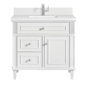 Lorelai 36IN Single Vanity Bright White w/ White Zeus Quartz Top