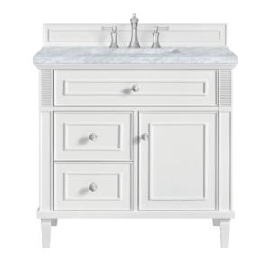 Lorelai 36IN Single Vanity Bright White w/ Carrara White Marble Top