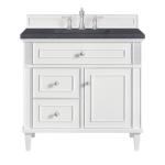 Lorelai 36IN Single Vanity Bright White w/ Charcoal Soapstone Top