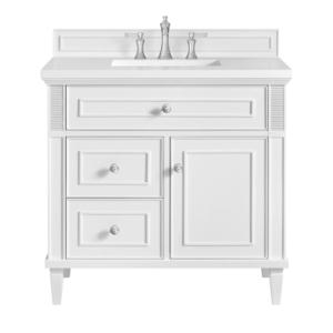 Lorelai 36IN Single Vanity Bright White w/ 3 CM White Zeus Silestone Top
