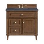 Lorelai 36IN Single Vanity Mid-Century Walnut w/ 3 CM Charcoal Soapstone Silestone Top