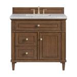 Lorelai 36IN Single Vanity Mid-Century Walnut w/ 3 CM Eternal Jasmine Pearl Silestone Top