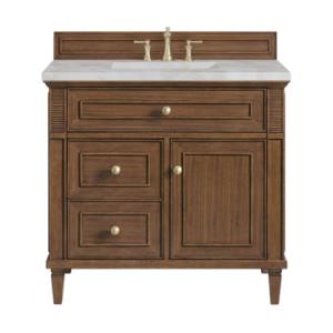 Lorelai 36IN Single Vanity Mid-Century Walnut w/ 3 CM Victorian Silver Silestone Top