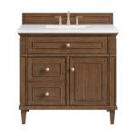 Lorelai 36IN Single Vanity Mid-Century Walnut w/ 3 CM White Zeus Silestone Top