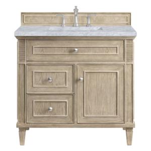 Lorelai 36IN Single Vanity Whitewashed Oak w/ 3 CM Carrara White Marble Top