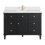 Lorelai 48IN Single Vanity Black Onyx w/ Single Hole 3 CM White Zeus Silestone Top & Backsplash