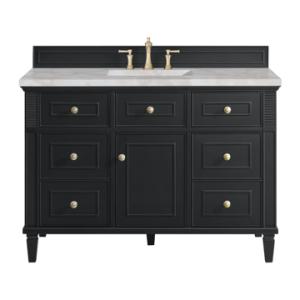 Lorelai 48IN Single Vanity Black Onyx w/ 3 CM Victorian Silver Silestone Top