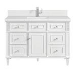 Lorelai 48IN Single Vanity Bright White w/ Single Hole 3 CM White Zeus Silestone Top & Backsplash