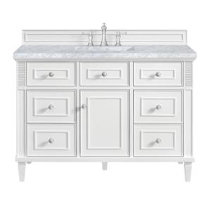 Lorelai 48IN Single Vanity Bright White w/ 3 CM Carrara White Marble Top