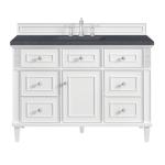 Lorelai 48IN Single Vanity Bright White w/ 3 CM Charcoal Soapstone Silestone Top
