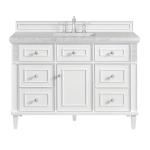 Lorelai 48IN Single Vanity Bright White w/ 3 CM Eternal Jasmine Pearl Silestone Top