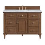 Lorelai 48IN Single Vanity Mid-Century Walnut w/ 3 CM Carrara White Marble Top