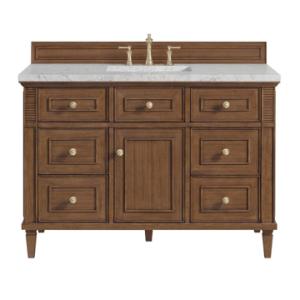 Lorelai 48IN Single Vanity Mid-Century Walnut w/ 3 CM Eternal Jasmine Pearl Silestone Top