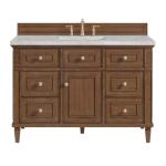 Lorelai 48IN Single Vanity Mid-Century Walnut w/ 3 CM Victorian Silver Silestone Top