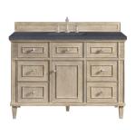 Lorelai 48IN Single Vanity Whitewashed Oak w/ 3 CM Charcoal Soapstone Silestone Top