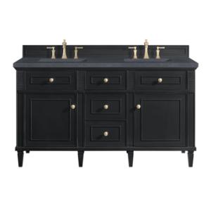 Lorelai 60IN Double Vanity Black Onyx w/ 3 CM Charcoal Soapstone Silestone Top