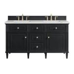 Lorelai 60IN Double Vanity Black Onyx w/ 3 CM Ethereal Noctis Silestone Top