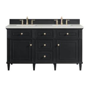 Lorelai 60IN Double Vanity Black Onyx w/ 3 CM Lime Delight Silestone Top