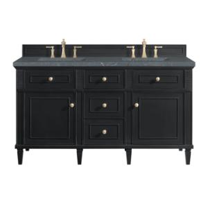 Lorelai 60IN Double Vanity Black Onyx w/ 3 CM Parisien Bleu Silestone Top