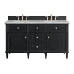 Lorelai 60IN Double Vanity Black Onyx w/ 3 CM Victorian Silver Silestone Top