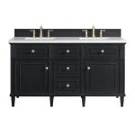 Lorelai 60IN Double Vanity Black Onyx w/ 3 CM White Zeus Silestone Top
