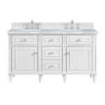 Lorelai 60IN Double Vanity Bright White w/ 3 CM Carrara White Marble Top
