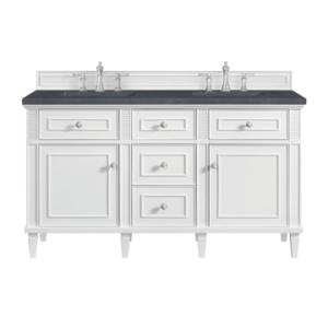 Lorelai 60IN Double Vanity Bright White w/ 3 CM Charcoal Soapstone Silestone Top