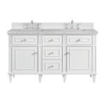Lorelai 60IN Double Vanity Bright White w/ 3 CM Eternal Jasmine Pearl Silestone Top