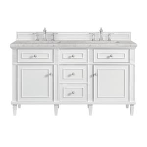 Lorelai 60IN Double Vanity Bright White w/ 3 CM Eternal Jasmine Pearl Silestone Top