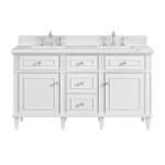 Lorelai 60IN Double Vanity Bright White w/ 3 CM Ethereal Noctis Silestone Top