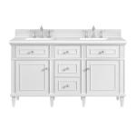 Lorelai 60IN Double Vanity Bright White w/ 3 CM White Zeus Silestone Top