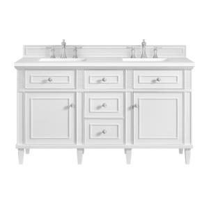 Lorelai 60IN Double Vanity Bright White w/ 3 CM White Zeus Silestone Top
