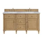 Lorelai 60IN Double Vanity Light Natural Oak w/ 3 CM Carrara White Marble Top
