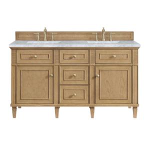 Lorelai 60IN Double Vanity Light Natural Oak w/ 3 CM Carrara White Marble Top