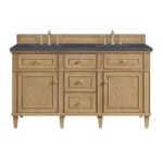 Lorelai 60IN Double Vanity Light Natural Oak w/ 3 CM Charcoal Soapstone Silestone Top