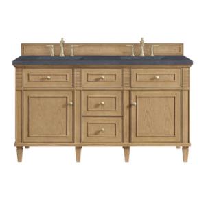 Lorelai 60IN Double Vanity Light Natural Oak w/ 3 CM Charcoal Soapstone Silestone Top