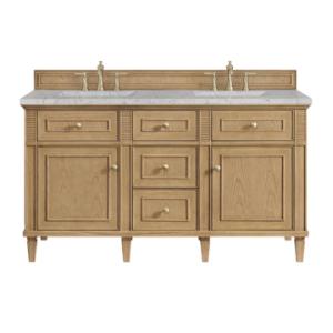 Lorelai 60IN Double Vanity Light Natural Oak w/ 3 CM Eternal Jasmine Pearl Silestone Top