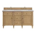 Lorelai 60IN Double Vanity Light Natural Oak w/ 3 CM Victorian Silver Silestone Top