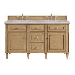 Lorelai 60IN Double Vanity Light Natural Oak w/ 3 CM Victorian Silver Silestone Top