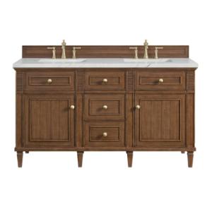 Lorelai 60IN Double Vanity Mid-Century Walnut w/ 3 CM Ethereal Noctis Silestone Top