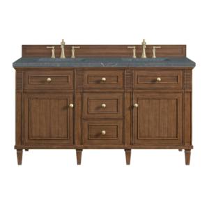 Lorelai 60IN Double Vanity Mid-Century Walnut w/ 3 CM Parisien Bleu Silestone Top