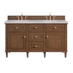 Lorelai 60IN Double Vanity Mid-Century Walnut w/ 3 CM Victorian Silver Silestone Top