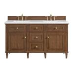 Lorelai 60IN Double Vanity Mid-Century Walnut w/ 3 CM White Zeus Silestone Top