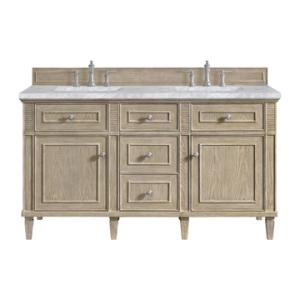 Lorelai 60IN Double Vanity Whitewashed Oak w/ 3 CM Carrara White Marble Top