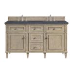 Lorelai 60IN Double Vanity Whitewashed Oak w/ 3 CM Charcoal Soapstone Silestone Top