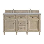 Lorelai 60IN Double Vanity Whitewashed Oak w/ 3 CM Victorian Silver Silestone Top